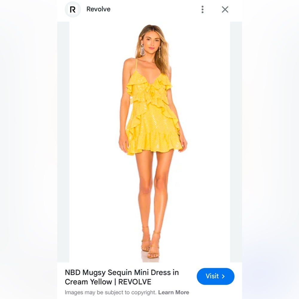 Nwt NBD Yellow Sequin Mini Dress